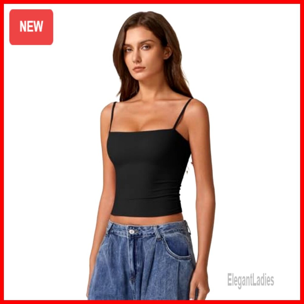 Double Lined Adjustable Spaghetti Strap Tank Top … - image 3